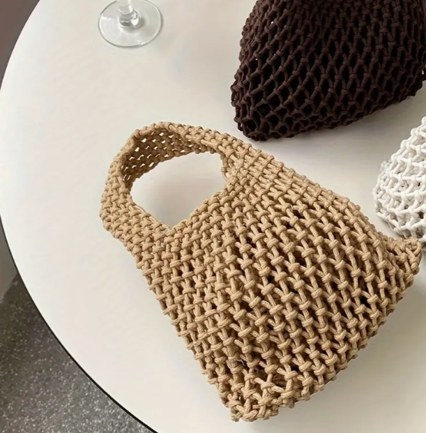 Retro Netzgewebe Mini-Tote-Tasche Mit Raffungsfutter