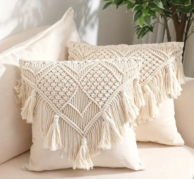 Boho Gewebte Kissenbezüge Mit Quasten, Makramee-Kissenbezug