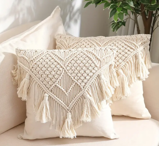 Boho Gewebte Kissenbezüge Mit Quasten, Makramee-Kissenbezug