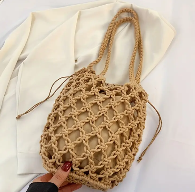 Sommer Gestrickte Eimer-Umhängetasche
