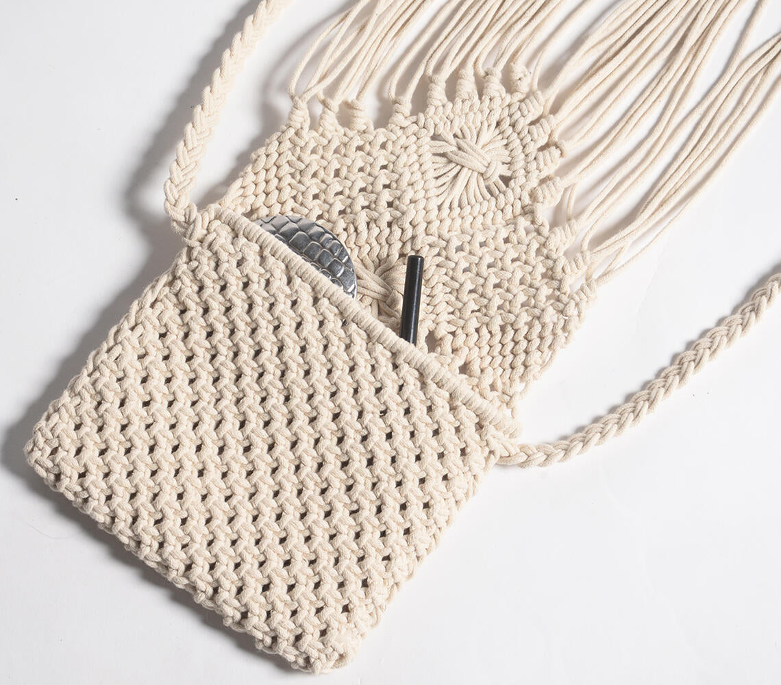 Fringed Macrame crossbody bag-1