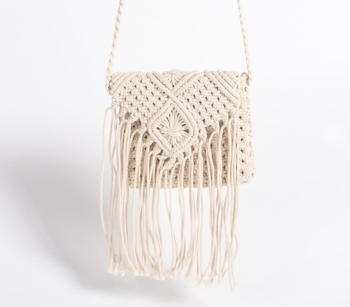 Fringed Macrame crossbody bag-2