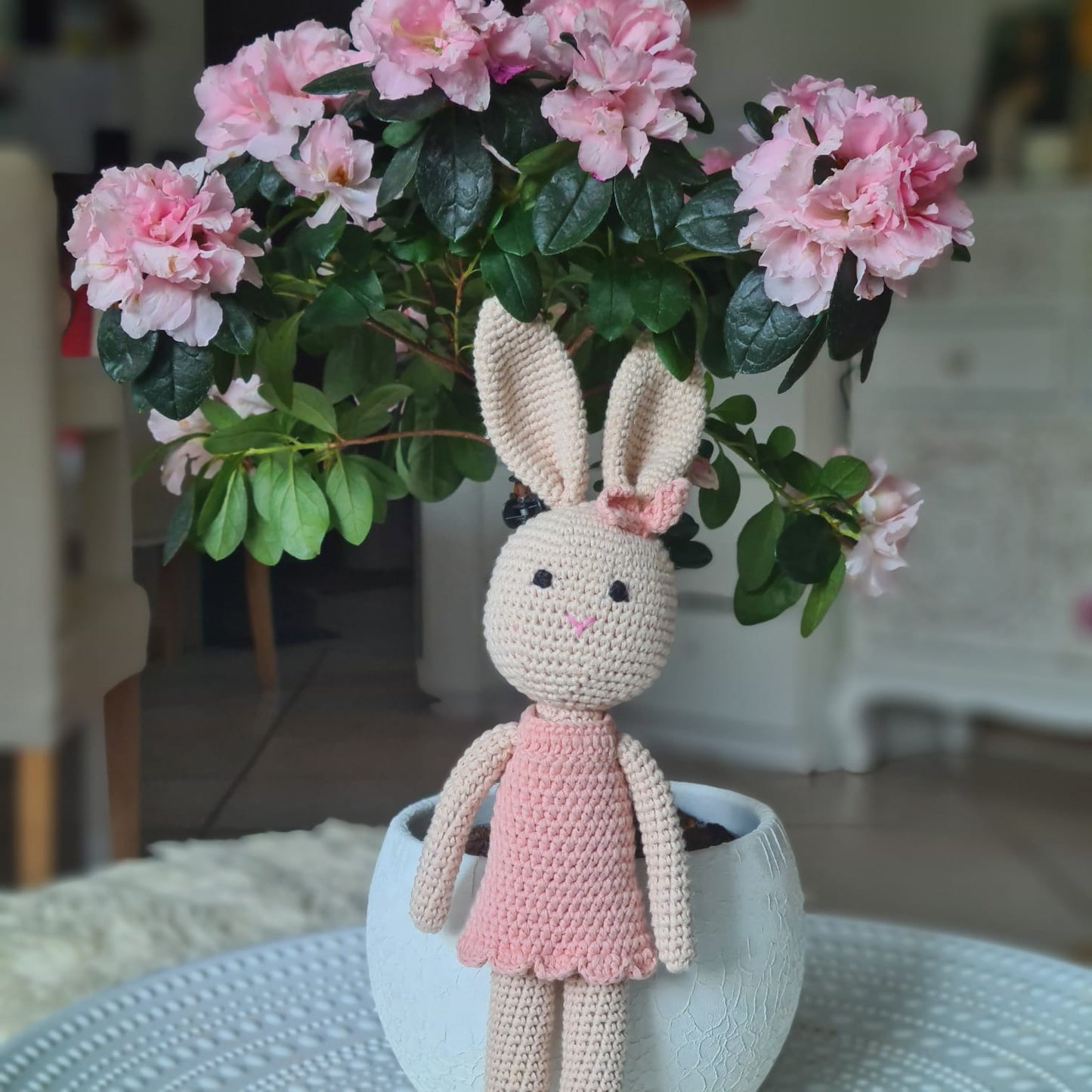 Handgemachter gestrickter Plüschtier Häschen "Luna"