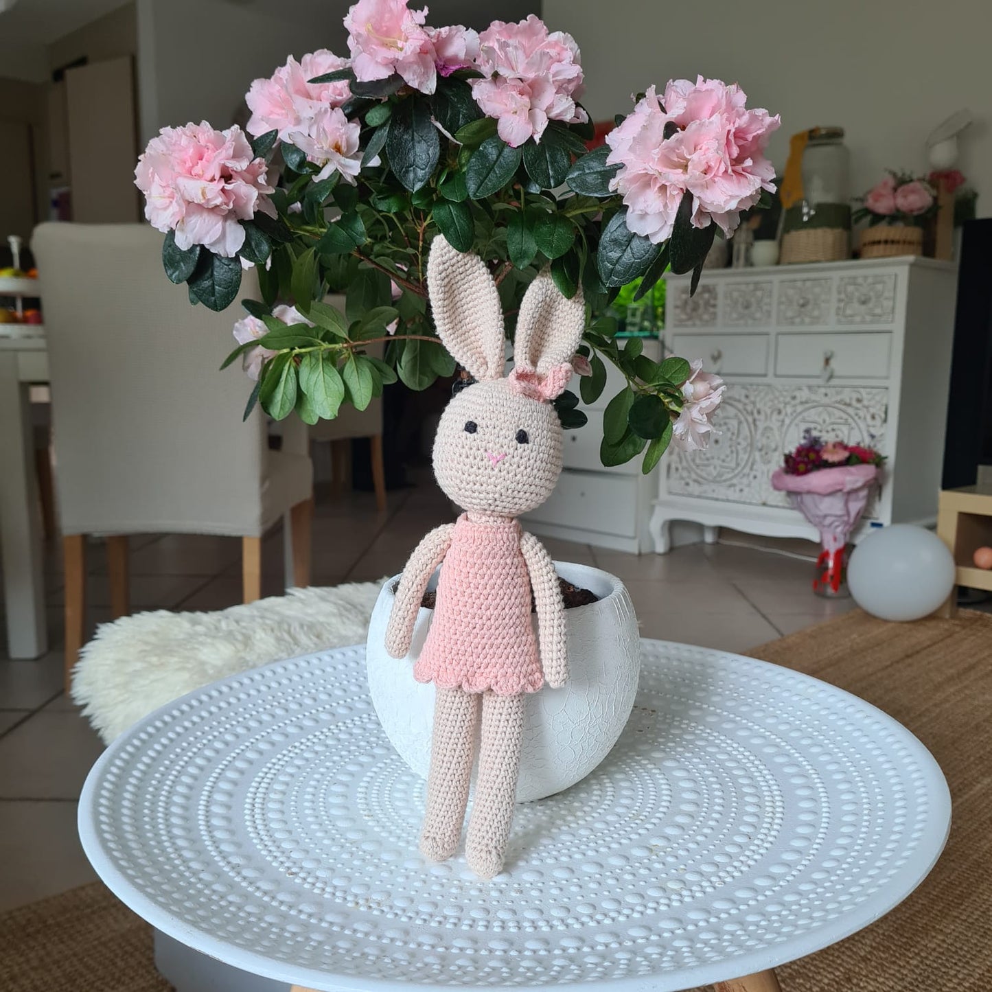 Handgemachter gestrickter Plüschtier Häschen "Luna"