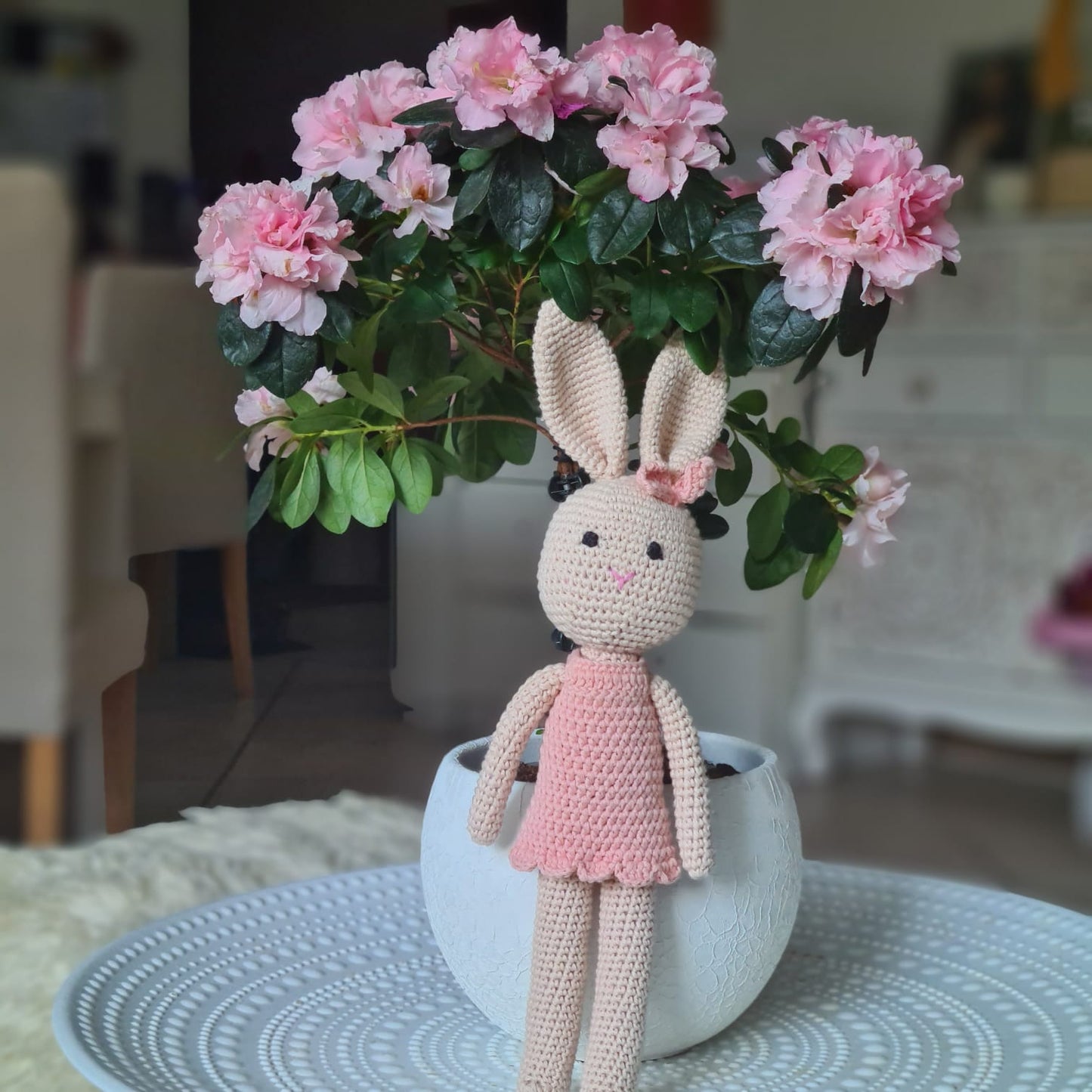 Handgemachter gestrickter Plüschtier Häschen "Luna"