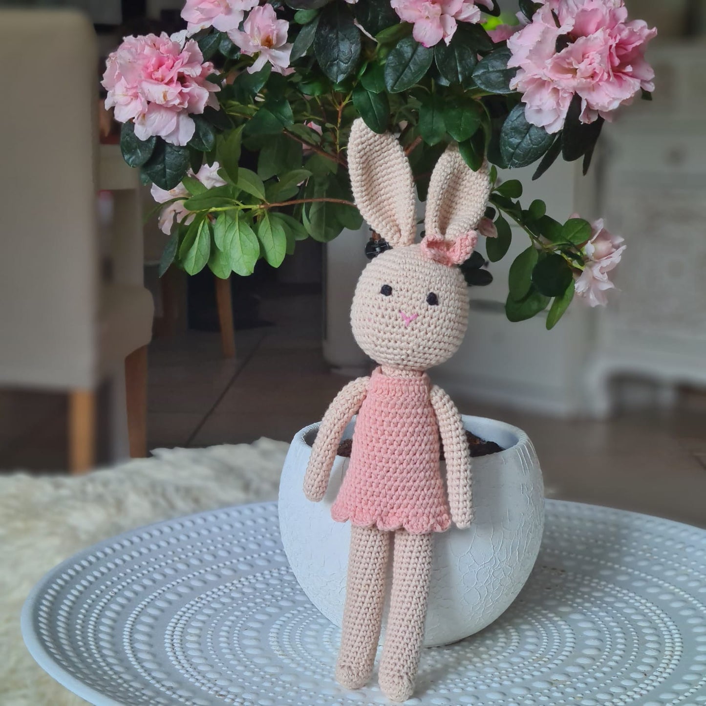 Handgemachter gestrickter Plüschtier Häschen "Luna"