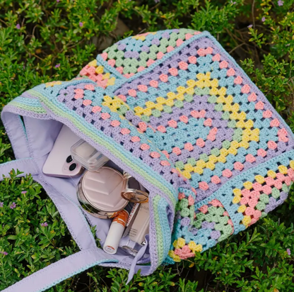 Bunte Gestrickte Bohemian Häkelbeutel