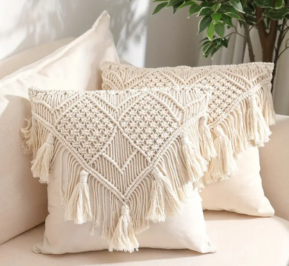 Boho Gewebte Kissenbezüge Mit Quasten, Makramee-Kissenbezug