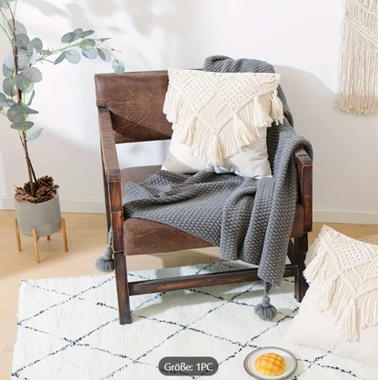 Boho Gewebte Kissenbezüge Mit Quasten, Makramee-Kissenbezug