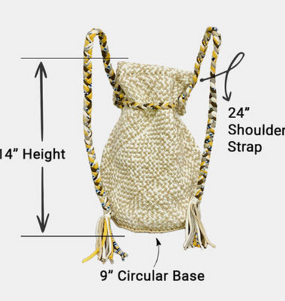 Handgewebter Boho-Rucksack aus Baumwolle mit Quasten