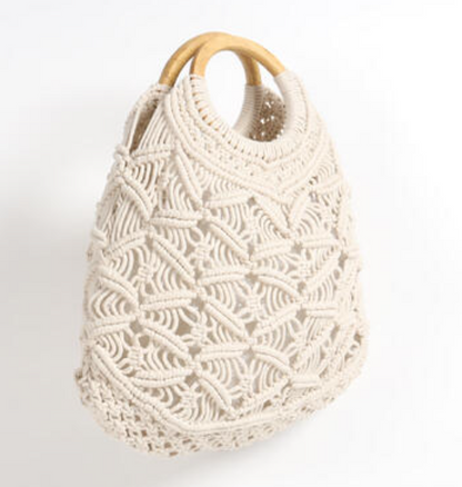 Handtasche von Handknotted Makrame mit Holzgriffen