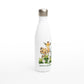 White 17oz Stainless Steel Water Bottle "Jungle party", personalizable, you can create a signature.