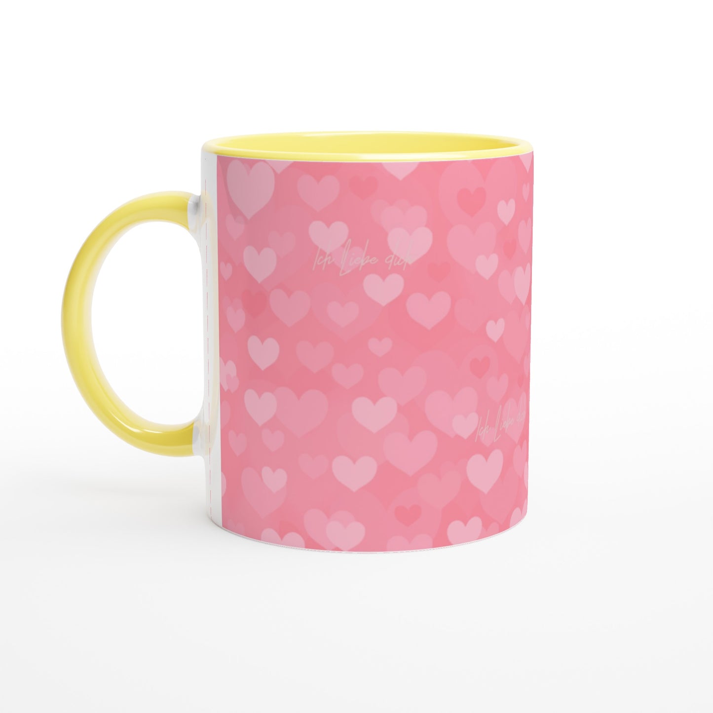 White 11oz Ceramic Mug with small lettering "Ich liebe dich"